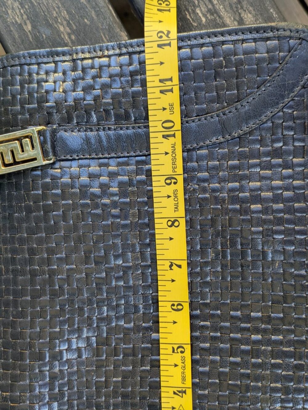 Authentic VTG Fendi Black Woven Leather Bag FF Logo 1970/80s Project Piece. - Picture 10 of 12